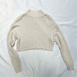 L.A Hearts Cream Ribbed Cropped Mockneck Sweater Size XS